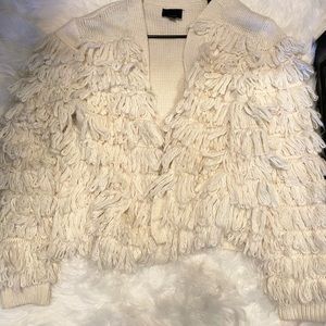Vici Collection, Cream Shaggy Jacket, Size Medium